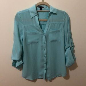 Light blue button down blouse